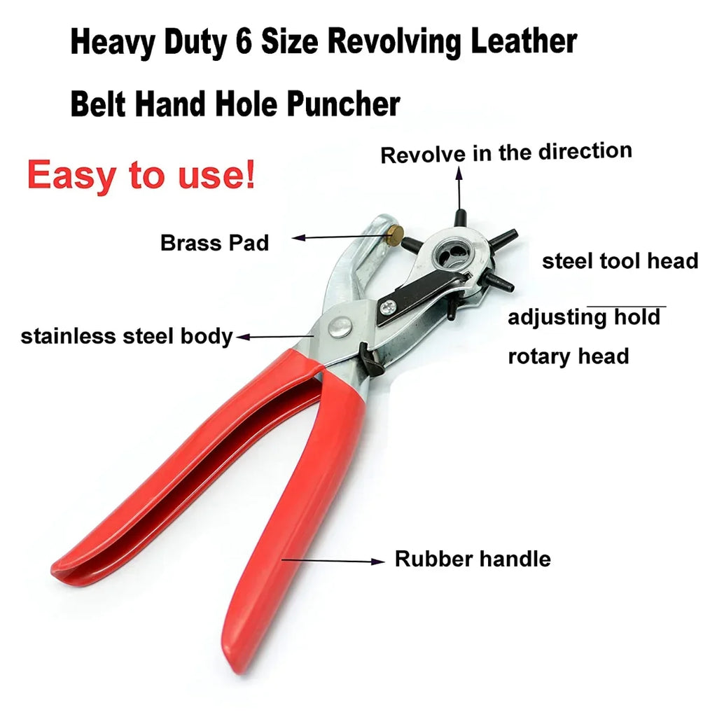 6-Size Leather Hole Punch Plier – Belt, Collar & Craft Tool Leather Hole Punch Zpaxo