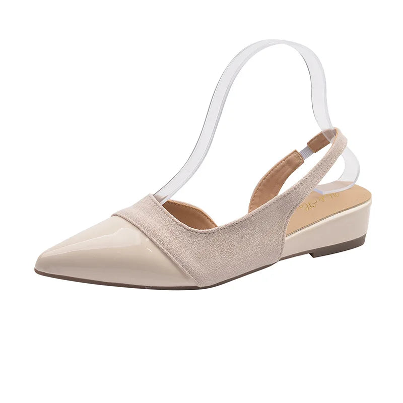 Low Heel Baotou Sandals Women's French Nude Pointed Small Fragrant