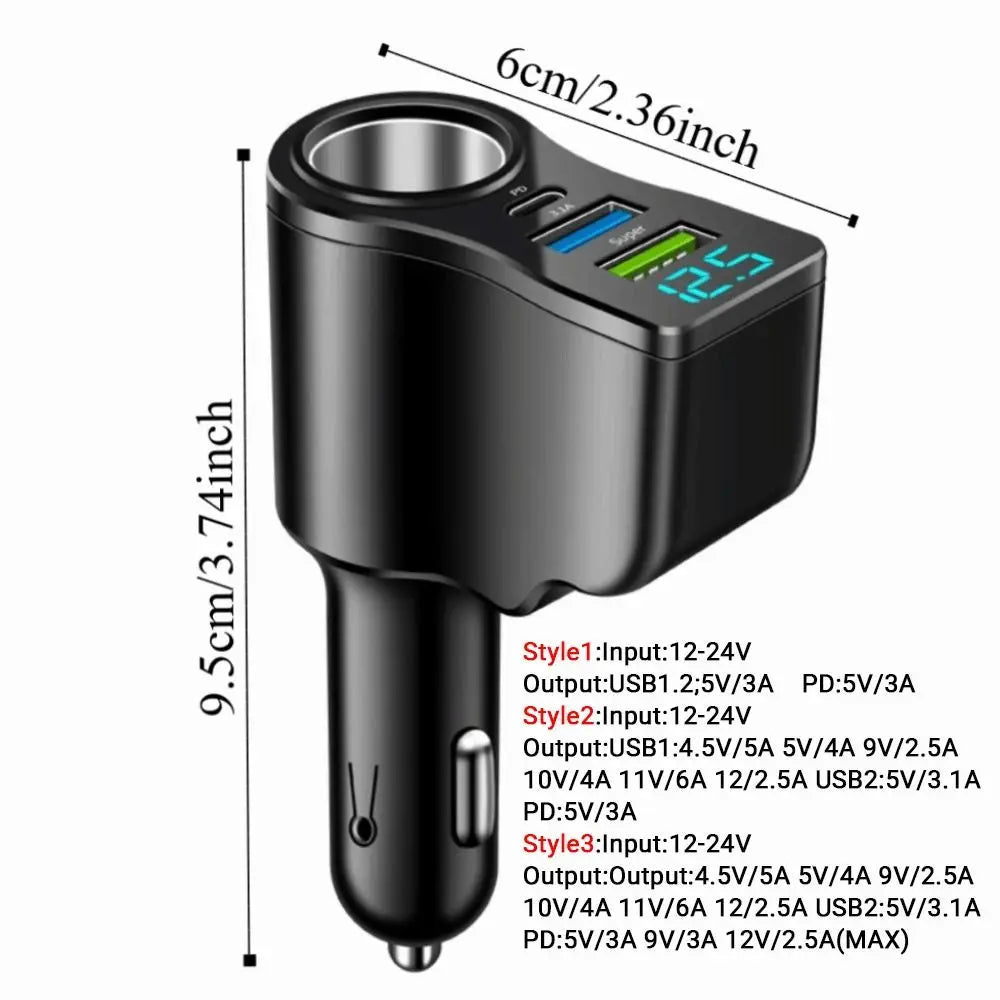 1 Dual USB Car Charger 66W Fast Vehicle Mounted Inverter Zpaxo