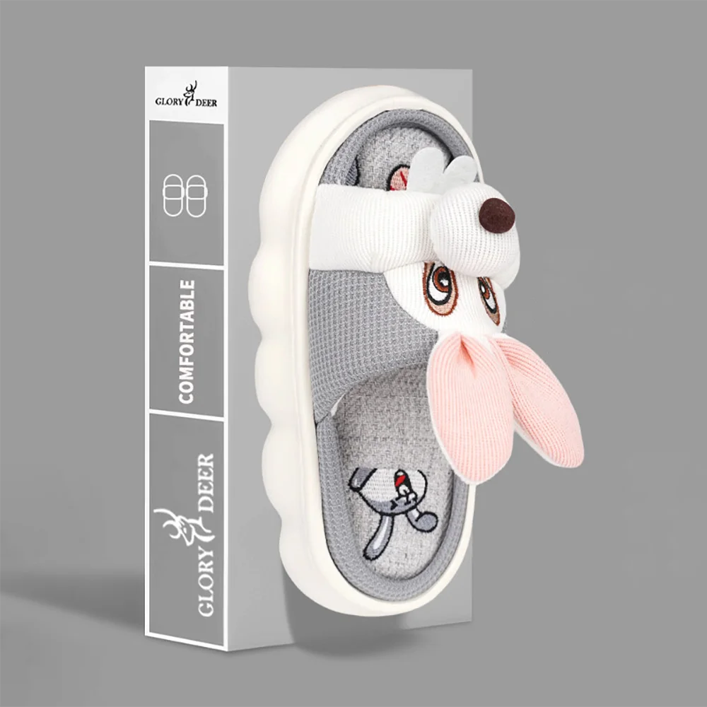SHAJI Cute Cartoon Rabbit Couple Slippers Unisex Spring Summer Cotton