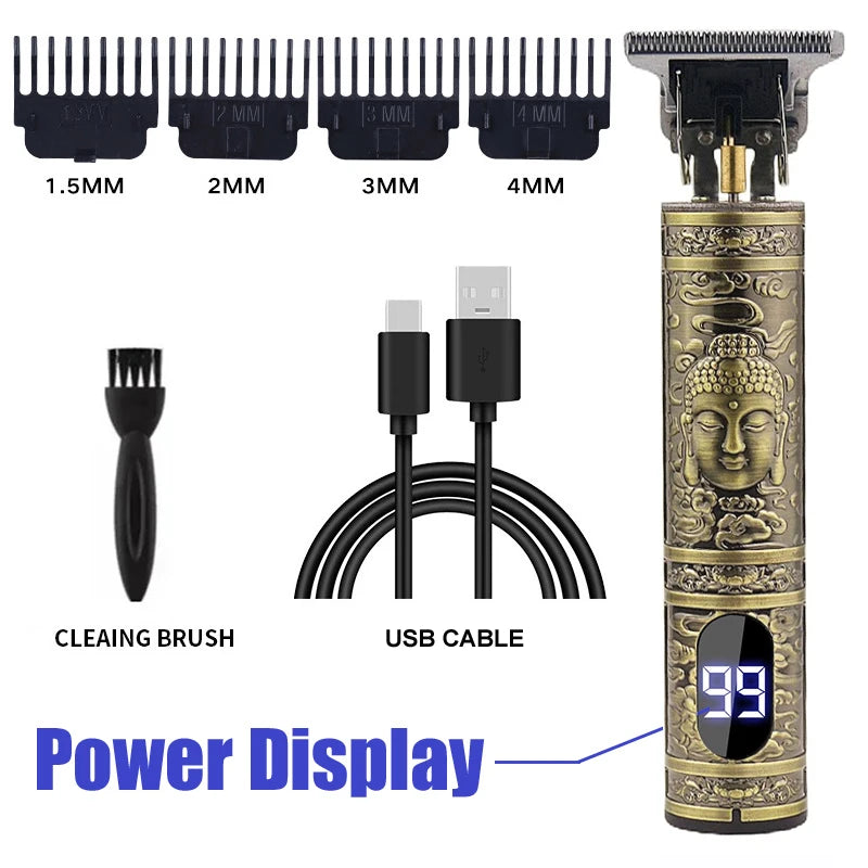 Carving Professional Hair Clipper For Men T9 Electric Hair Cutting Machine Barber Rechargeable Provide Comfortable Shave Clipper Zpaxo 067-Buddha