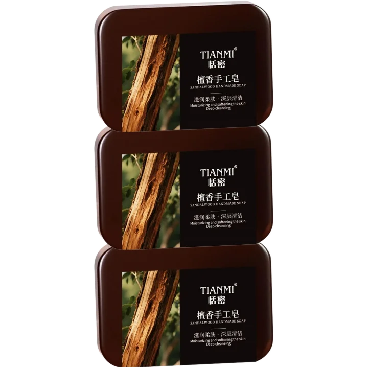 Men's Sandalwood Handmade Soap – Face, Hair & Body Bar Handmade Soap Bar Zpaxo 3PCS