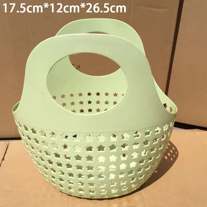 Home Handheld Basket For Bathing Vegetables And Fruits Storage Hollow Out Washbasin Storage Basket Zpaxo Green