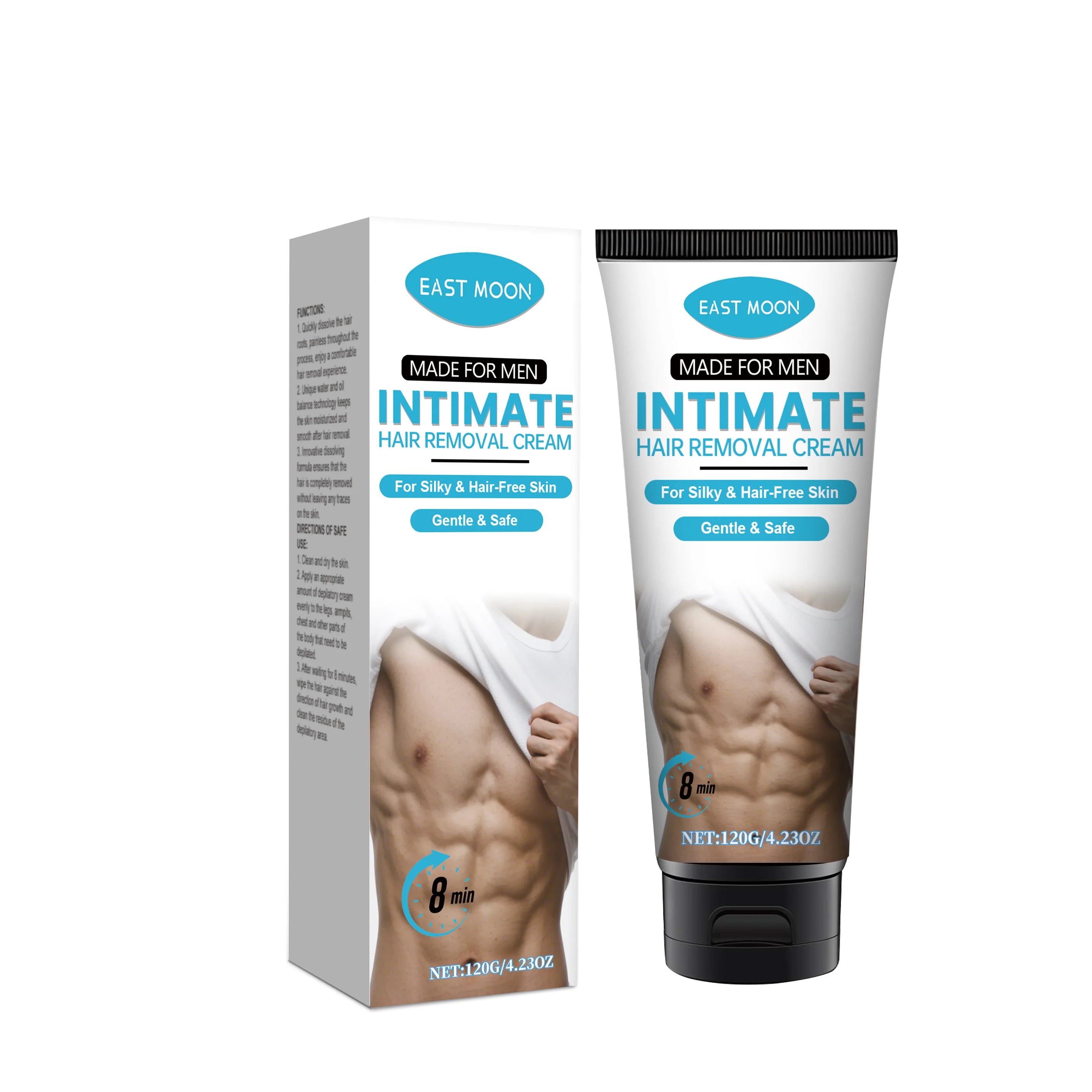 East Moon Men's Hair Removal Cream – Gentle & Non-Irritating, No Redness, No Dark Spots Left, Slows Hair Growth, Easy to Use Zpaxo 120g boxed