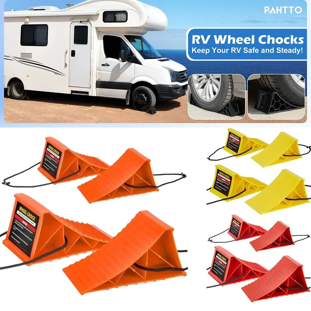 Multipurpose Design Wheel Chocks For RV Space-Saving With Handles Anti-Slip Wheel Chocks Portable Pad Safety Zpaxo