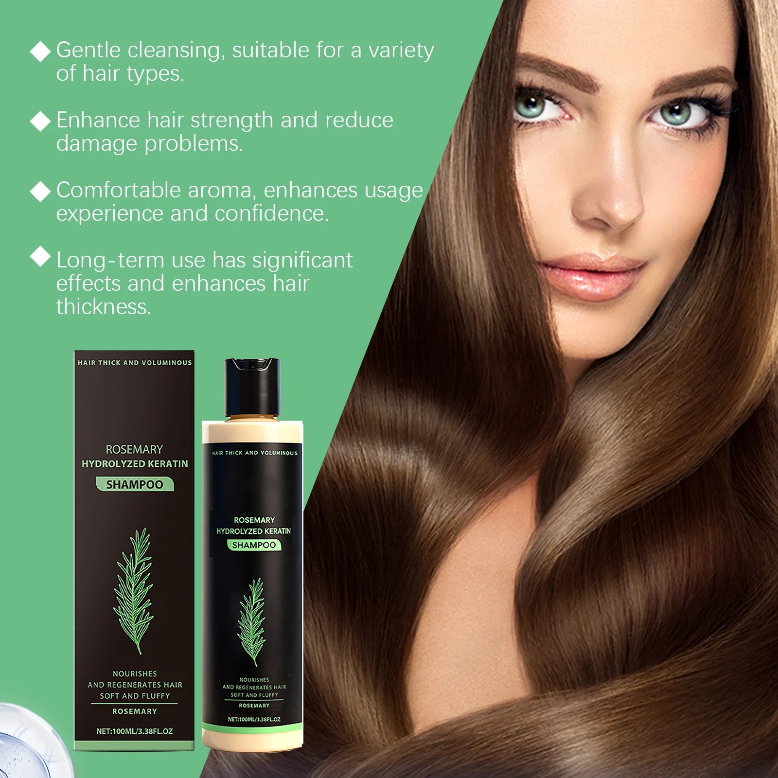 Rosemary Oil Shampoo Hair Growth Prevent Hair Loss Volumizing Hydrolyzed Keratin Nourishing Moisturizing Deep Clean Scalp Care Zpaxo