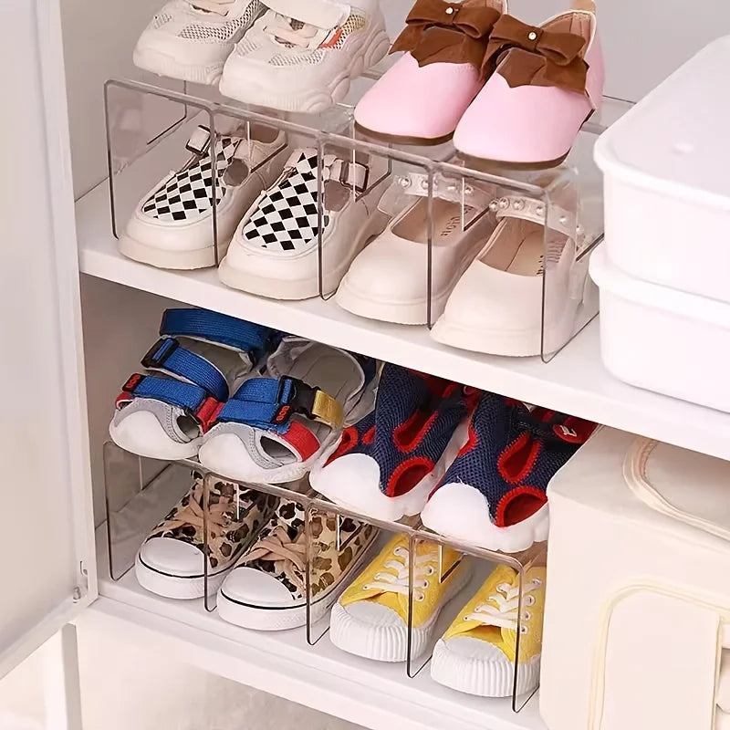 4-Lattice Shoes Storage Rack Children Acrylic Transparent Delicate Zpaxo