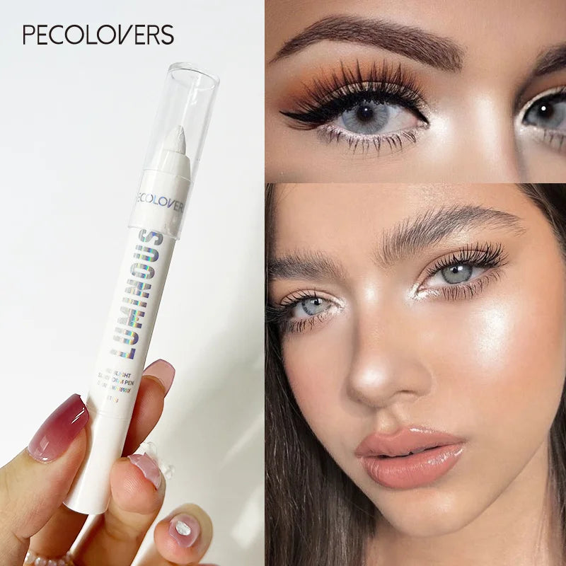 Brightening Lying Silkworm Highlighter Pen Longlasting Waterproof Smooth Matte Pearlescent White Silver Eyeliner Eyeshadow Stick Zpaxo