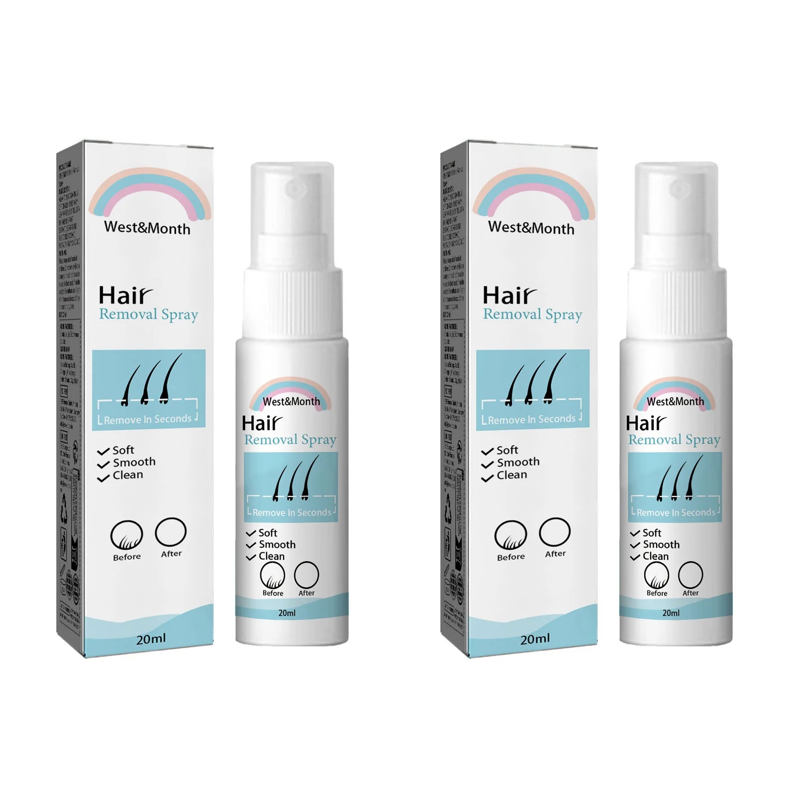 Natural Painless Hair Removal Spray – Hair Growth Inhibitor Hair Removal Spray Zpaxo 2 x 20ml Boxed
