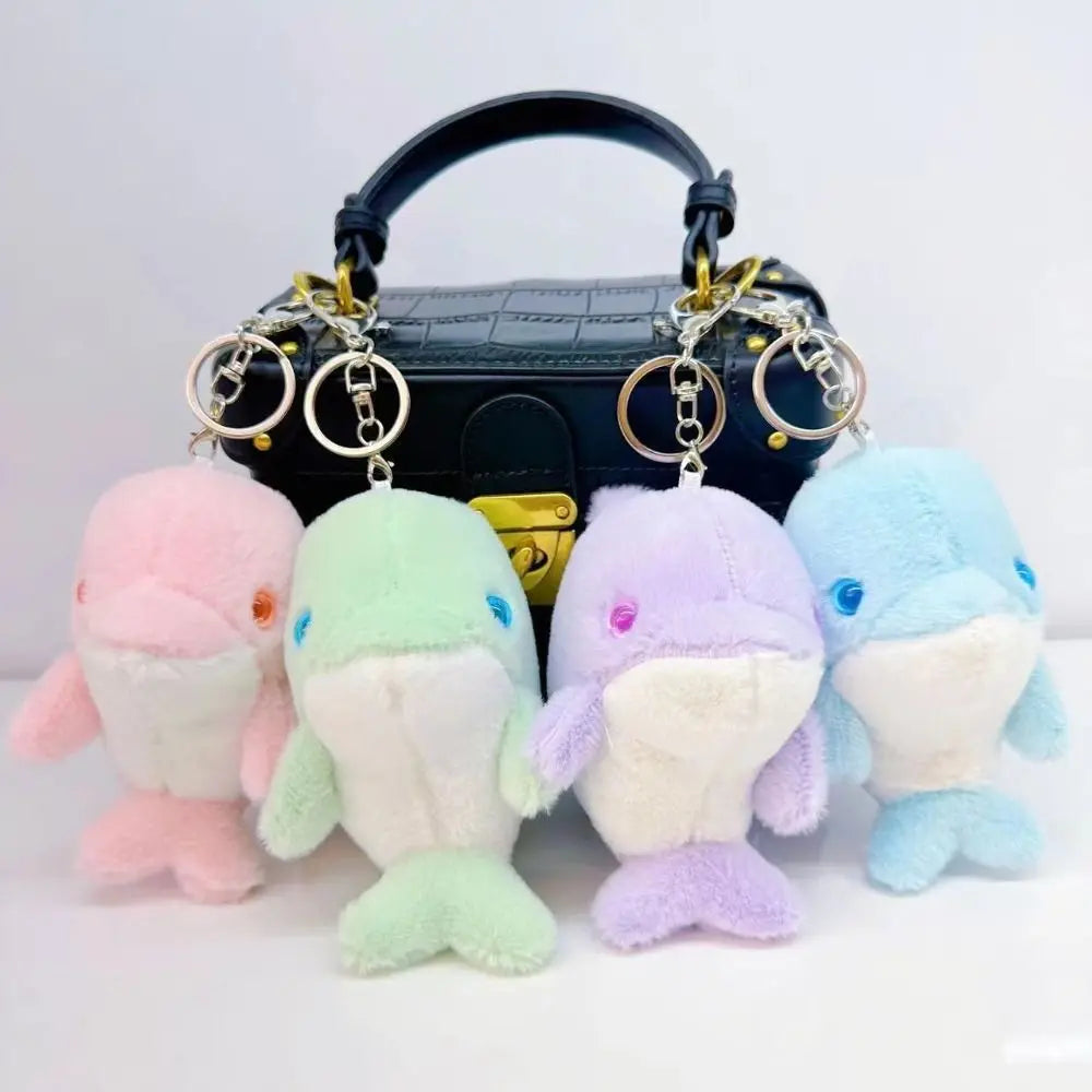 Cute Dolphin Doll Keychain Dolphin Soft Fluffy Pom Pom Whale Key Ring Fluffy Cute Cute Dolphin Pendant Decoration Zpaxo