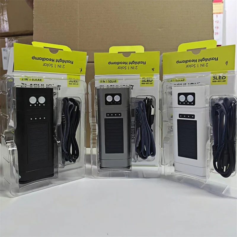SHINEKNOT Solar LED Headlamp Flashlight & Power Bank