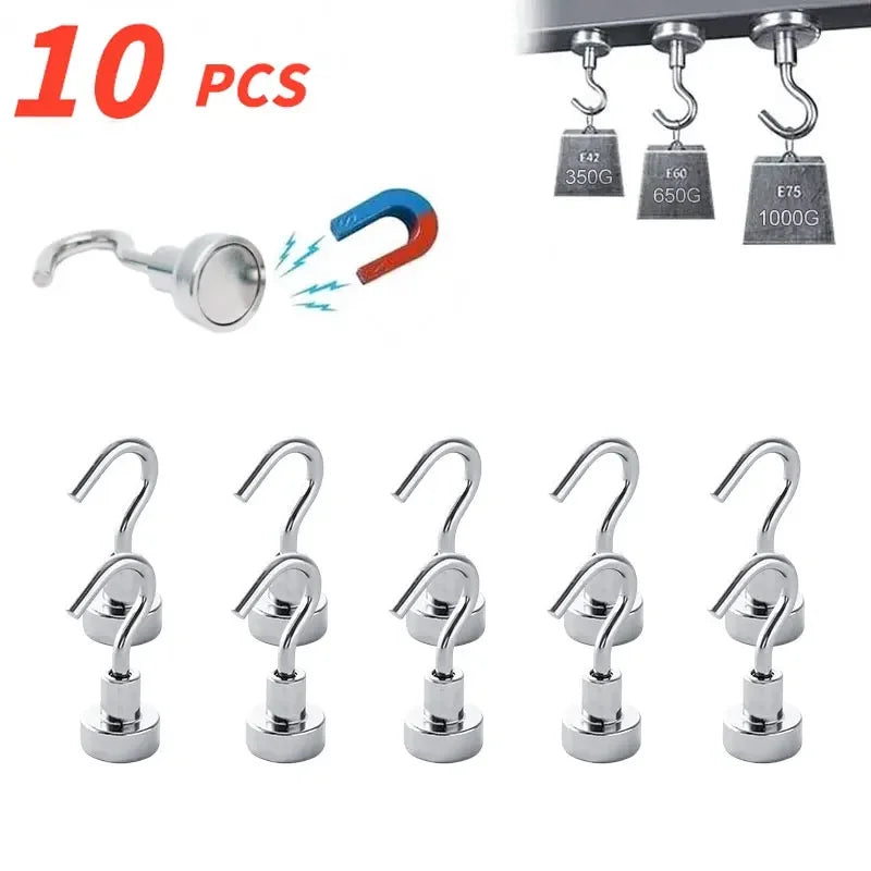 10Pcs Strong Magnetic Hooks Punchfree Practical Load Bearing HookThick Wall StorageFor Home Kitchen Zpaxo 10PCs 10PCs