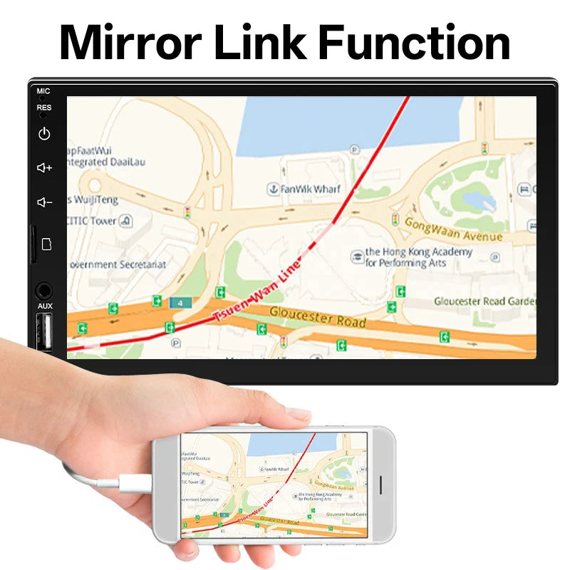HIPPCRON 7-Inch Touchscreen 1 DIN Car MP5 Player Wireless AUX USB