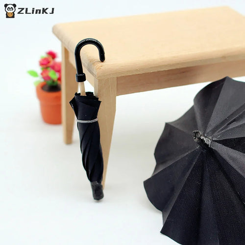 ▶1:12 Dollhouse Simulation Mini Black Umbrella Model Toys Accessories Decoration Retro Miniature Scene Ornaments Zpaxo