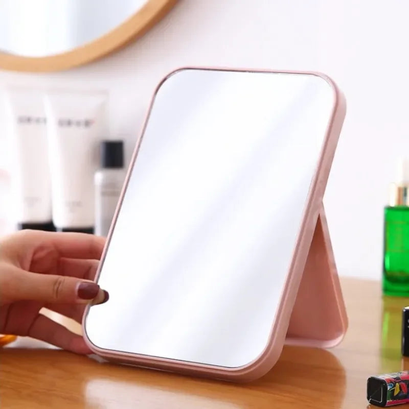 Portable Folding Cosmetic Mirror Simple Square Desktop Makeup Bedroom