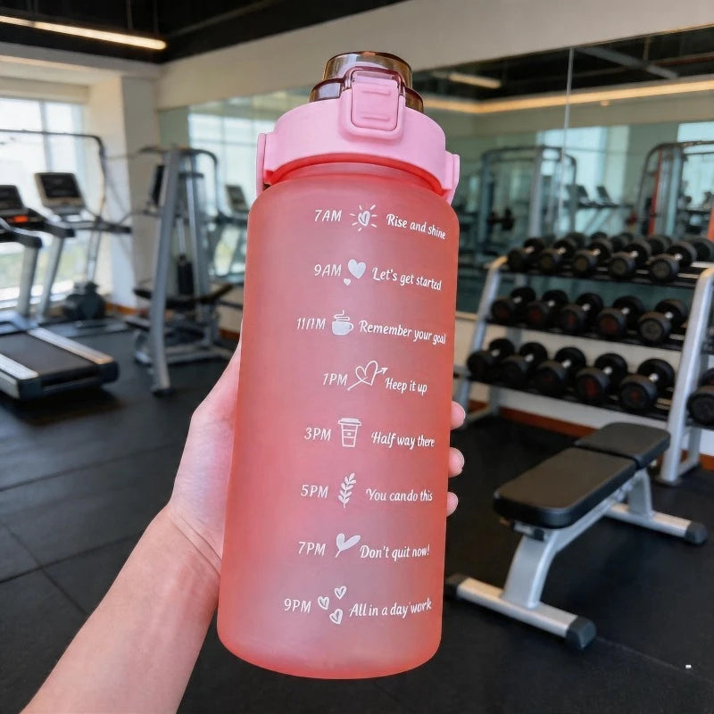 Gallon Water Bottle Motivational Time Marker Removable Straw Flip Lid