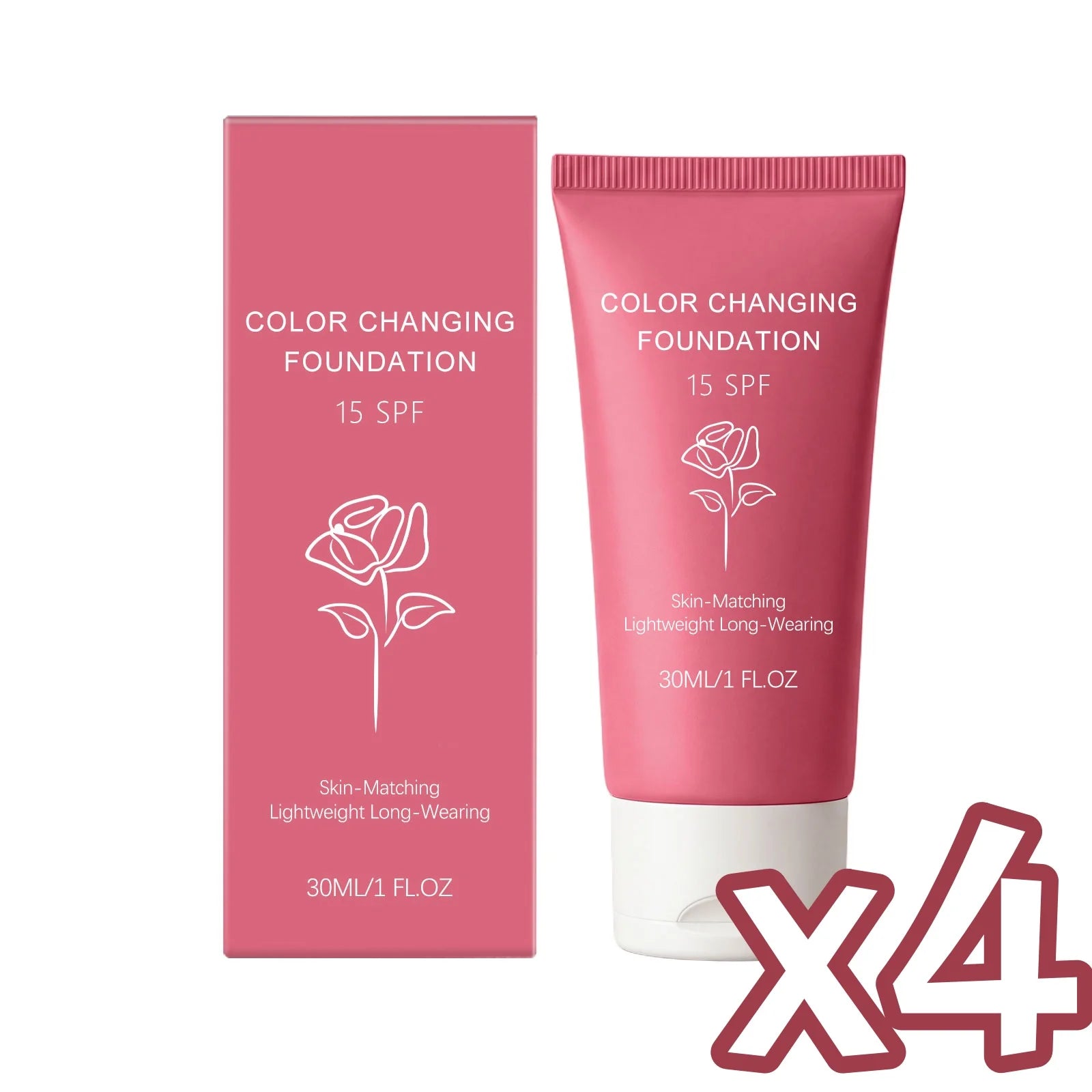 Color Changing Foundation Lotion SPF 15 | Hydrating Natural Coverage Foundation Lotion Zpaxo 30g Boxed x 4PCS