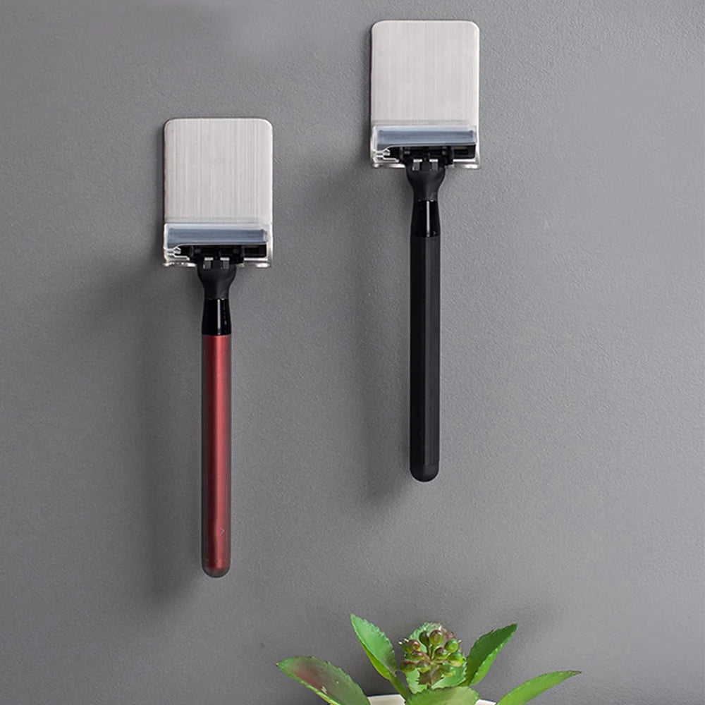 1pc Stainless Steel Razor Hook Wall Adhesive Shaving Shaver Shelf Storage Holder for Bathroom Kitchen Organizer Zpaxo