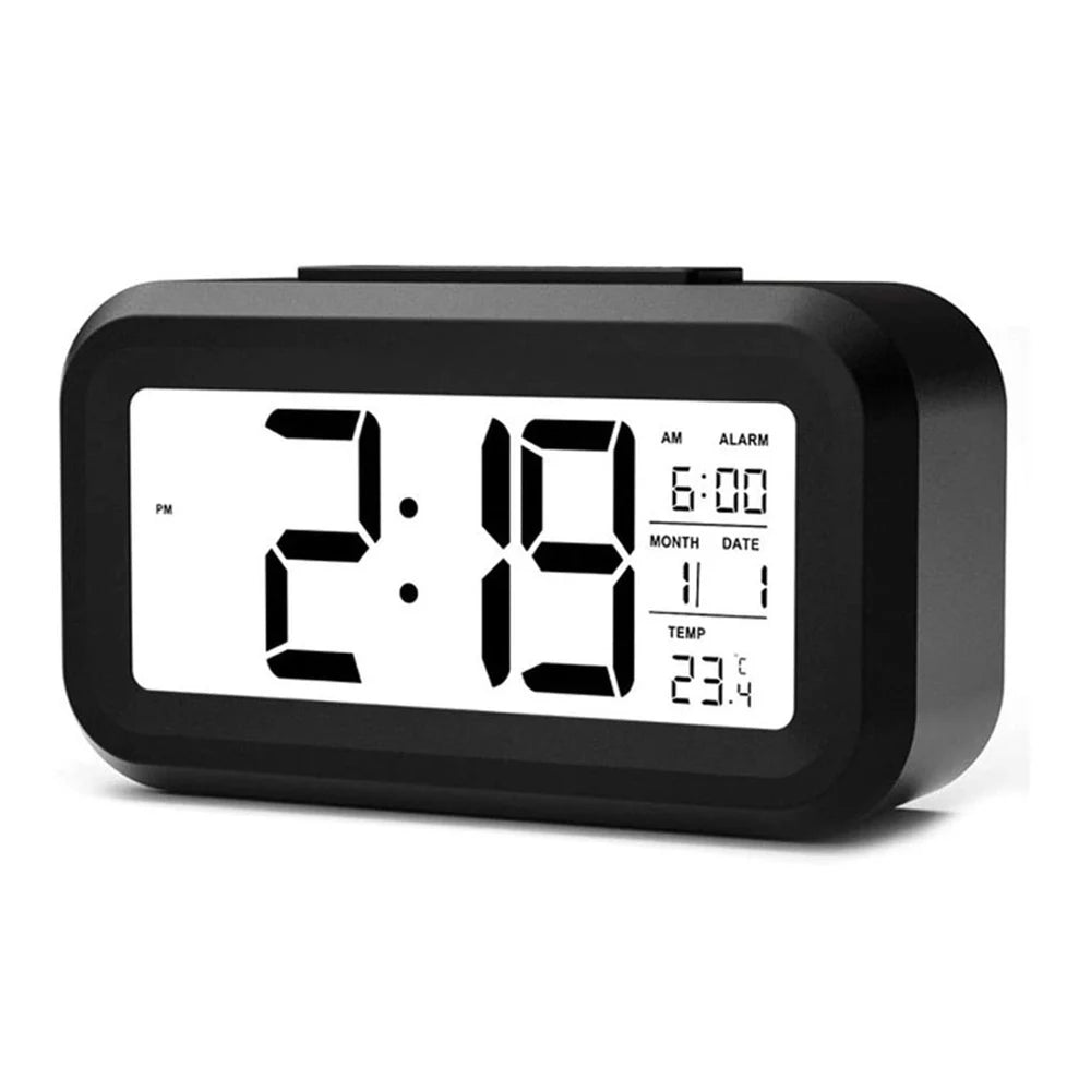 Digital Alarm Clock with Indoor Temperature Light Sensor Battery Operated Backlight 12/24H Display for Bedrooms Office Desk Zpaxo