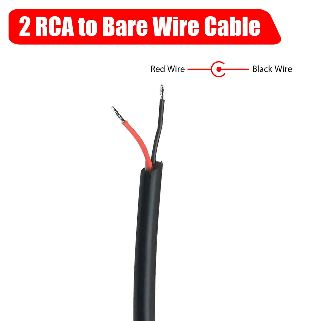 1m RCA Male Plug Bare Wire Open End Pigtail Audio Speaker Subwoofer