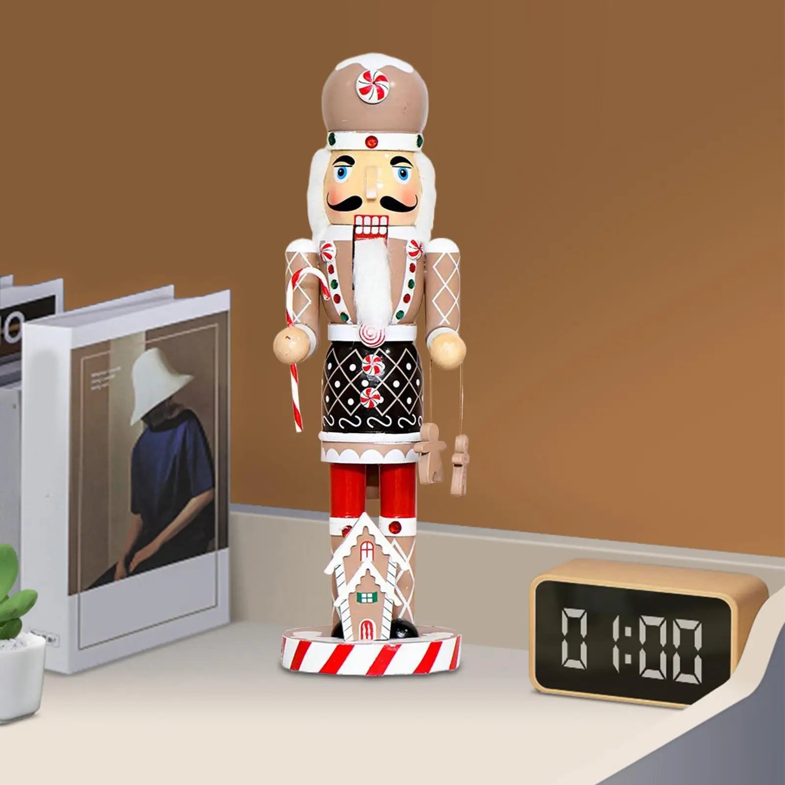 Gingerbread Christmas Nutcracker 14 Inch Wooden Gingerbread Man Nutcracker Soldier Collectible Christmas Ornaments for Table Zpaxo