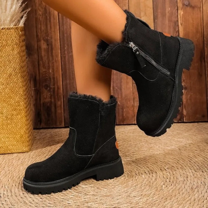 2025 New Women Snow Boots Keep Warm Cotton Shoes Faux Suede Non-slip Winter Boots Woman Comfortable Platform Ankle Booties Zpaxo
