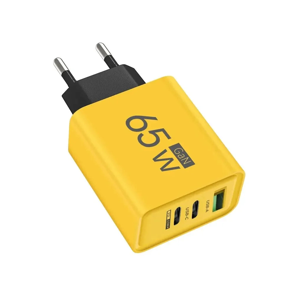 65W GaN Charger USB PD Type-C Fast Charging 3-Port Phone Adapter QC3.0 Compatible with iPhone 15 pro Max Samsung Galaxy Zpaxo