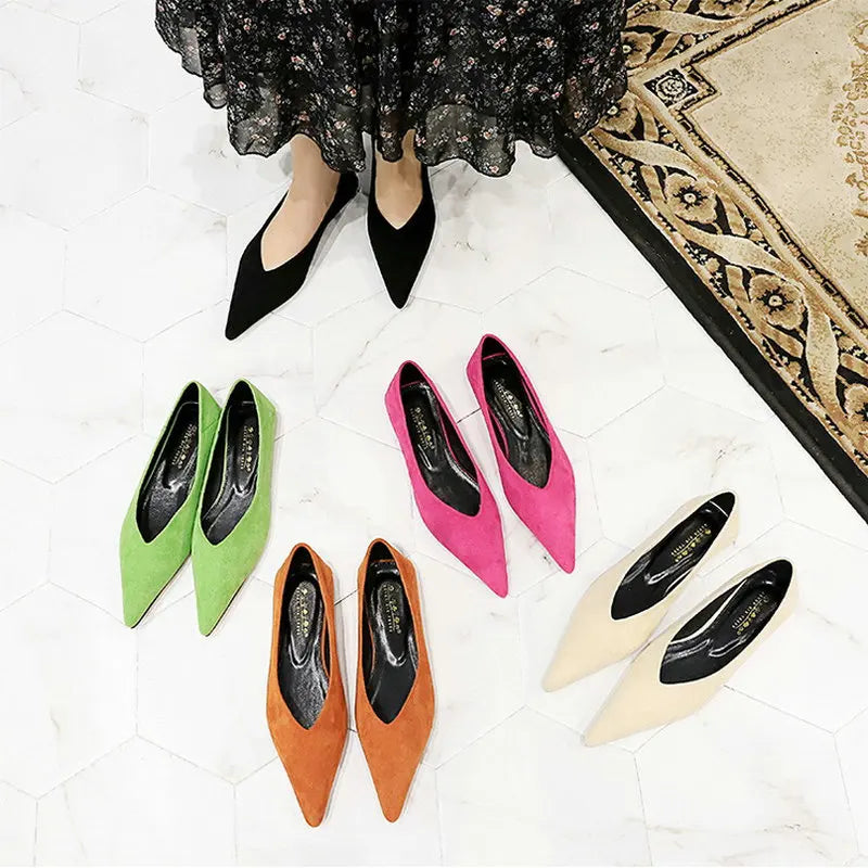 Flat Shoes for Women Spring and Autumn New Casual Black Shallow Pointed Toe Suede Versatile Women's Shoes Ladies Loafers Women Zpaxo