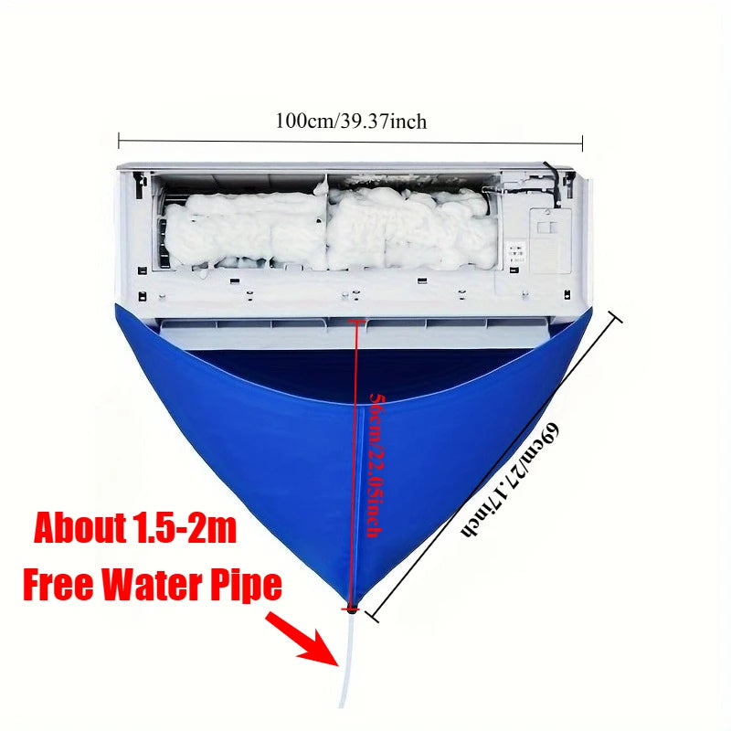 100cm Thickened Cleaner Air Coditioning Cleaning Cover Bag PVC with Water Pipe Home 1-1.5P Split Hanging Air Conditioner Tools Zpaxo Blue
