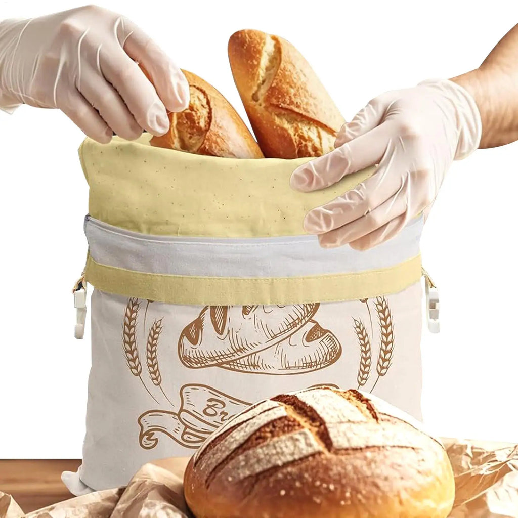 New Reusable Beeswax Bread Bags Beeswax Coated Lock Closure Bread Storage Bags 43x33cm Cotton Fabric Sourdough Bag Freezer Use Zpaxo Default Title