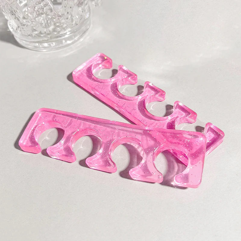 2pcs=1 Pair Soft Silicone Nail Dividers for Foot Comfort Support - Transparent Toe & Finger Splitters with C-Shaped Cutouts, Odo Zpaxo Pink