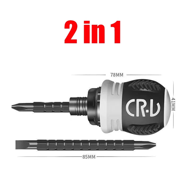 1 Ratchet Screwdriver Magnetic Dual-purpose Batch Head Telescopic Zpaxo 2 in 1