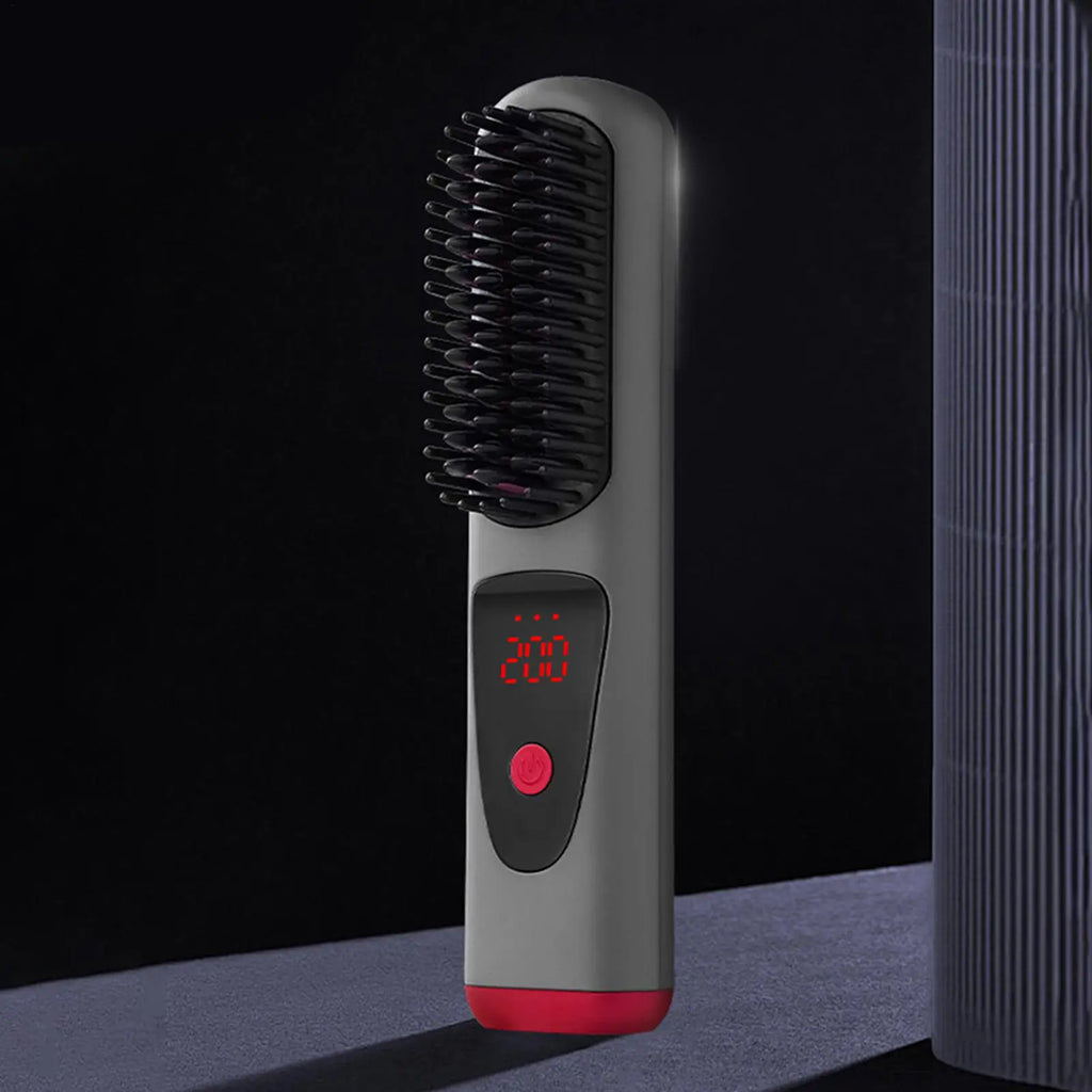 Cordless Ceramic Hair Straightener Brush – 4 Levels & LED Hair Straightener Brush Zpaxo