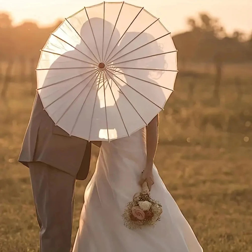 1- White Paper Parasol Umbrellas DIY Photo Cosplay Prop Bamboo Zpaxo
