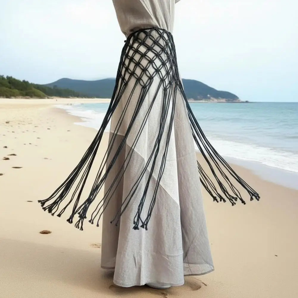 Bohemian Tassel Waist Belt – Handwoven Macrame Fringe Wrap Boho Tassel Belt Zpaxo