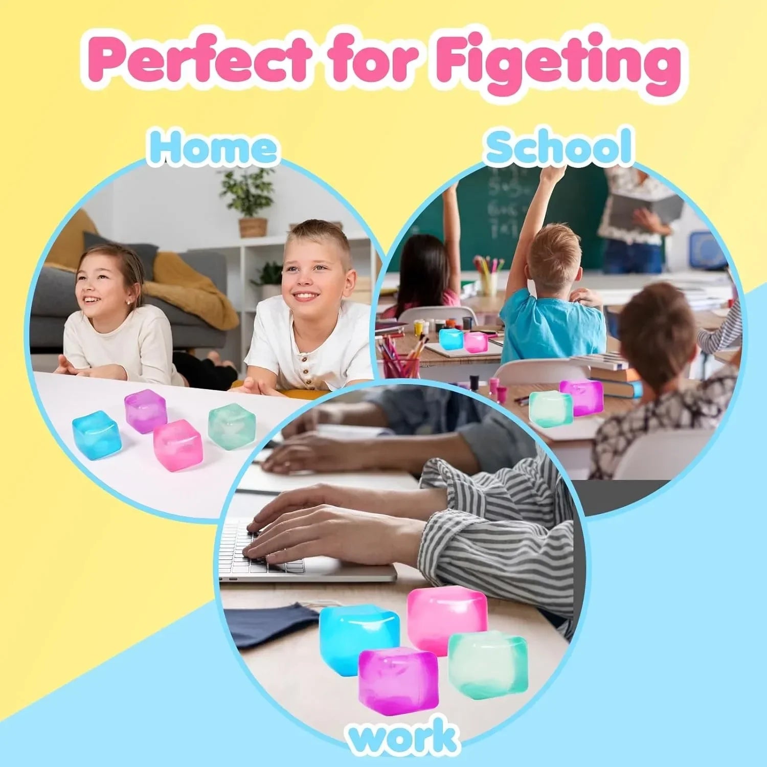 Stress Cube Squishy Fidget Toy – Gel Sensory Calming Cube Sensory Fidget Toy Zpaxo