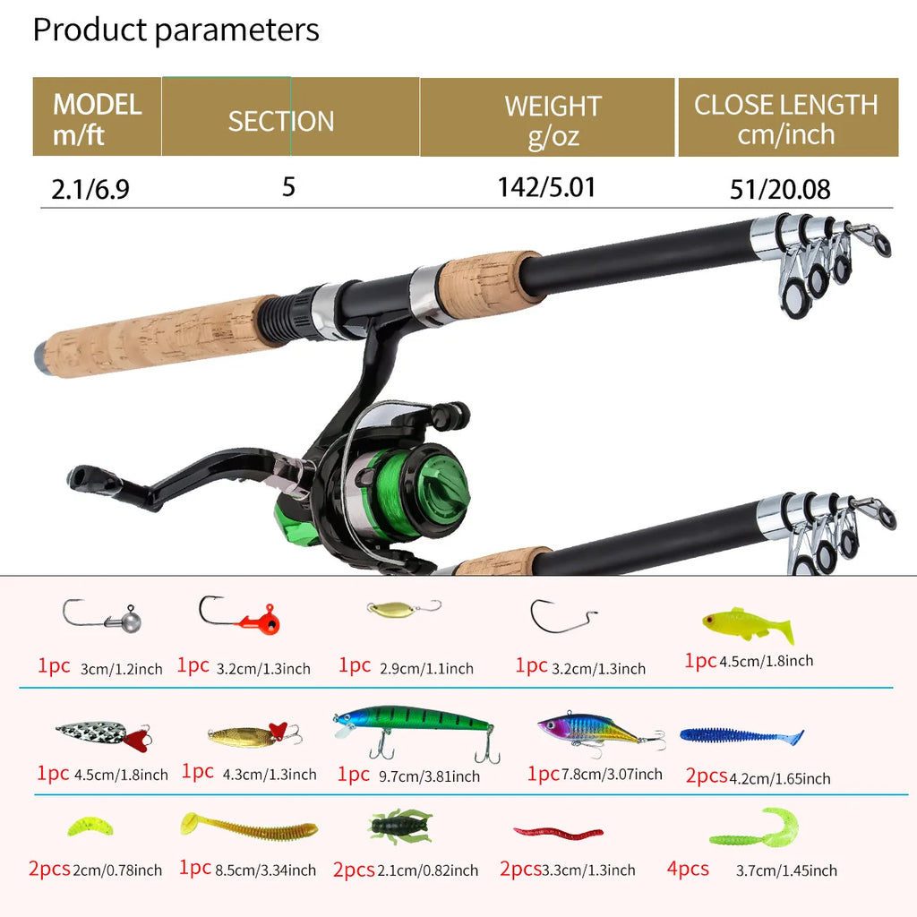 Telescopic Fishing Rod Set – Carbon Fiber Sea & Freshwater
