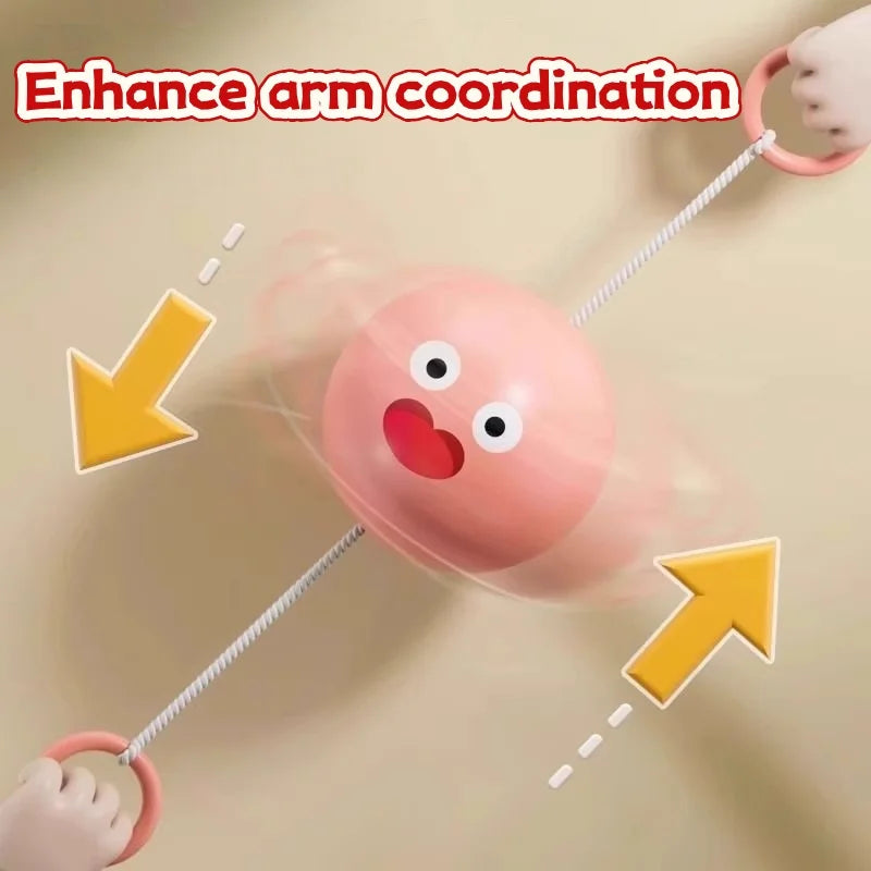 2pcs Luminous Whistle Ball Children's Rotating Flash Flywheel Puzzle Pulling Rope Childhood Creative Stress Relief work out Toy Zpaxo