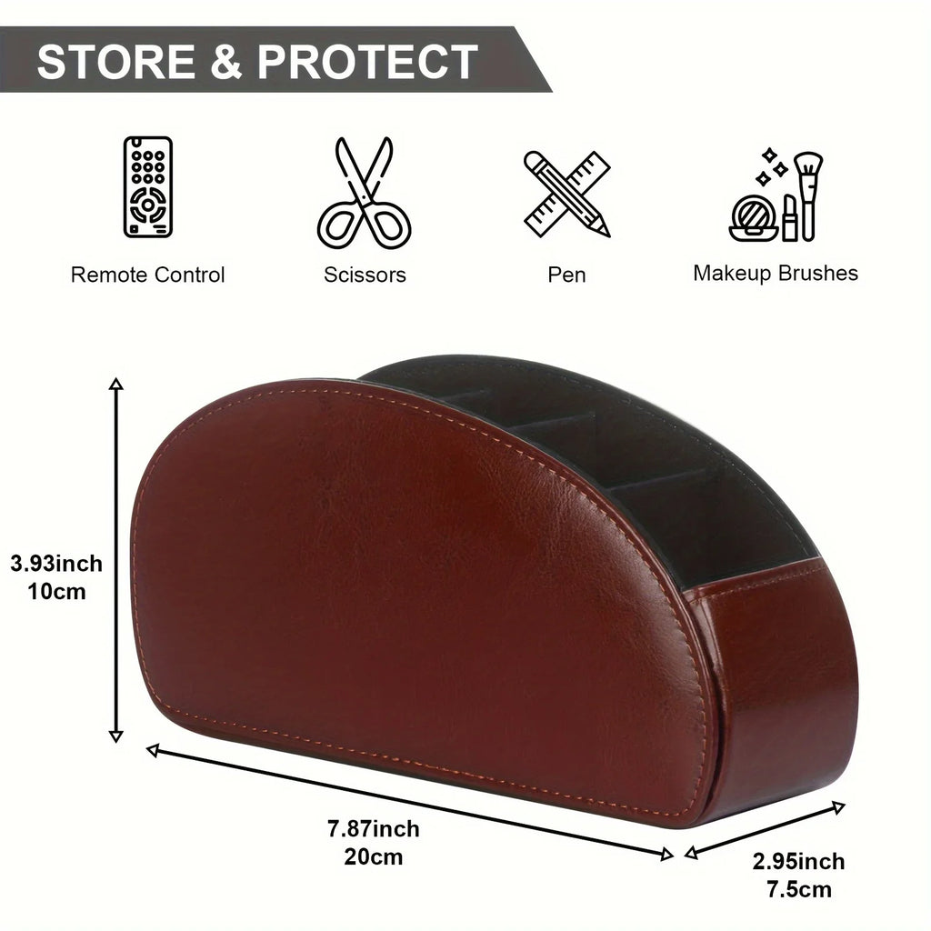 5 Grid Pu Leather Organizer Remote Control Phone And Tv Holder Desk Storage Box Cosmetics Brush Zpaxo
