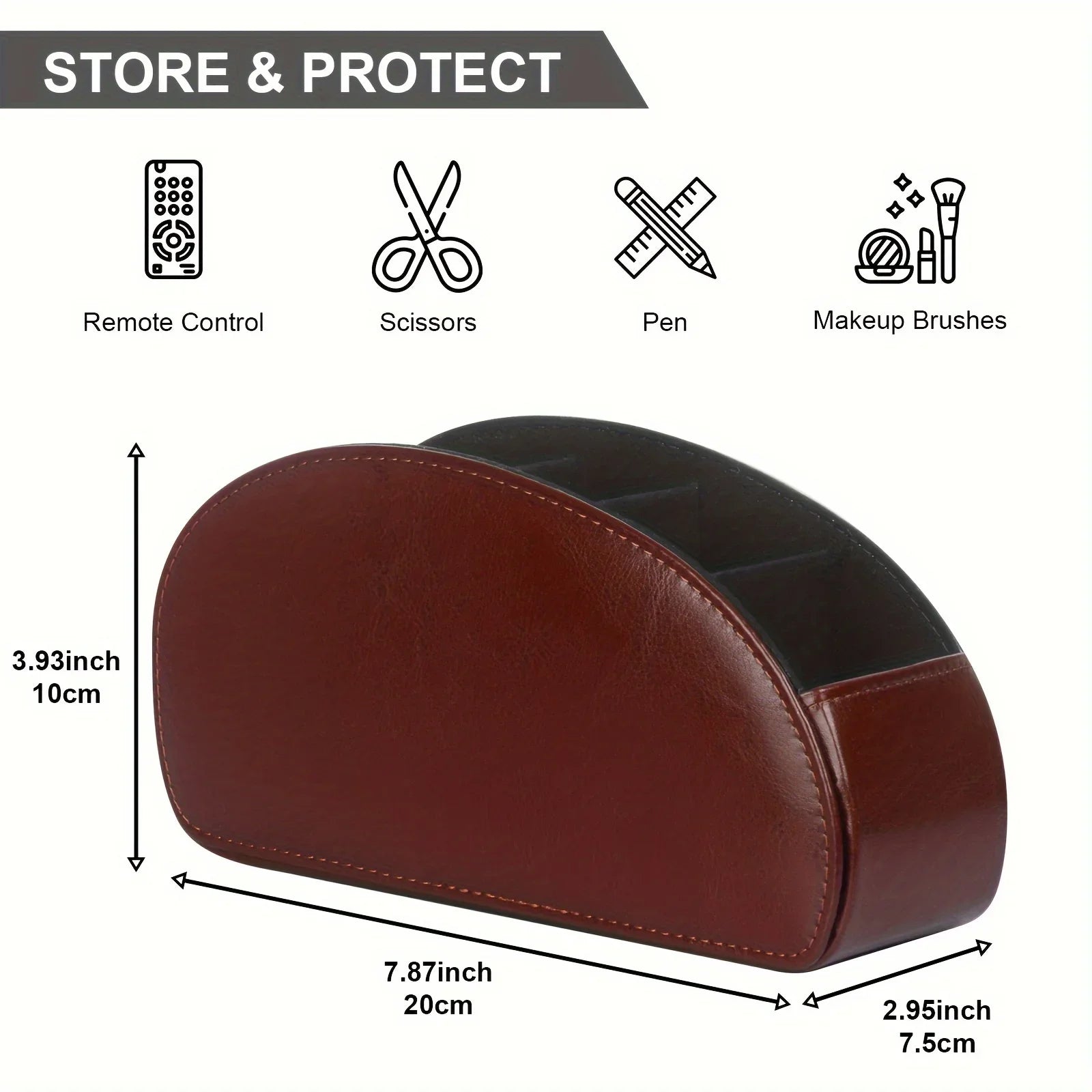5 Grid Pu Leather Organizer Remote Control Phone And Tv Holder Desk Storage Box Cosmetics Brush Zpaxo
