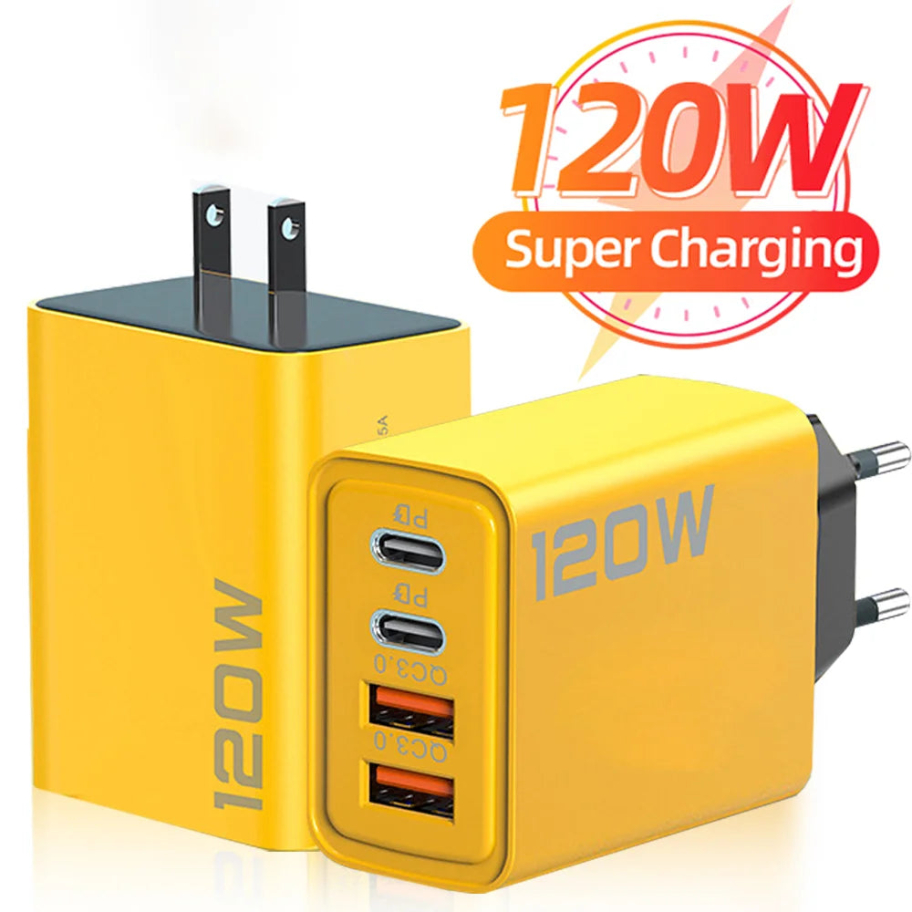 120W 4-Port USB-C Fast Wall Charger QC 3.0 – Multi-Device USB Wall Charger Zpaxo