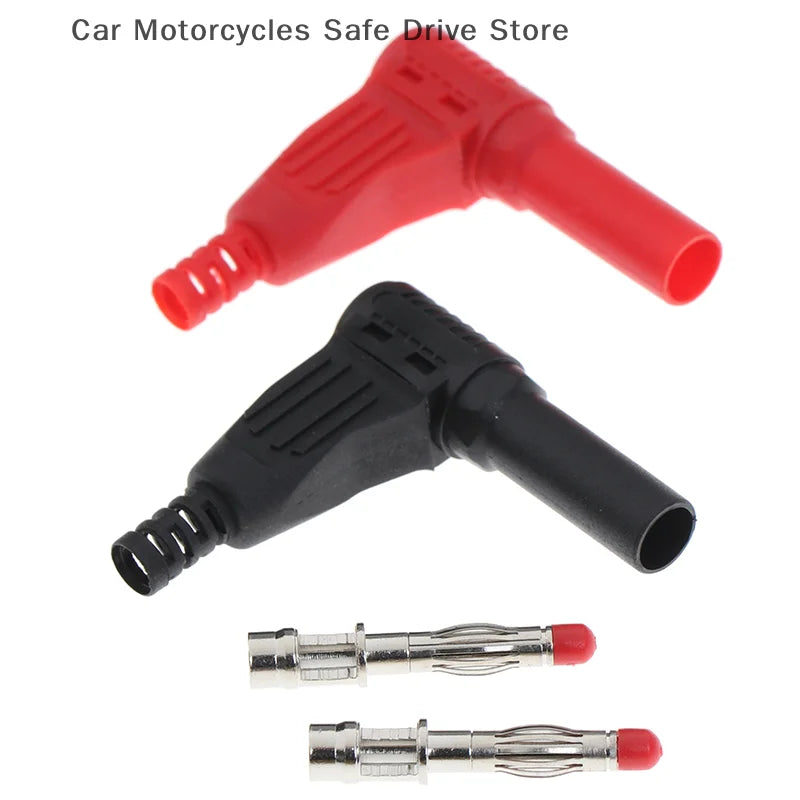 CM2Pcs Red+black Male Right Angle Insulation Banana Plug Multimeter
