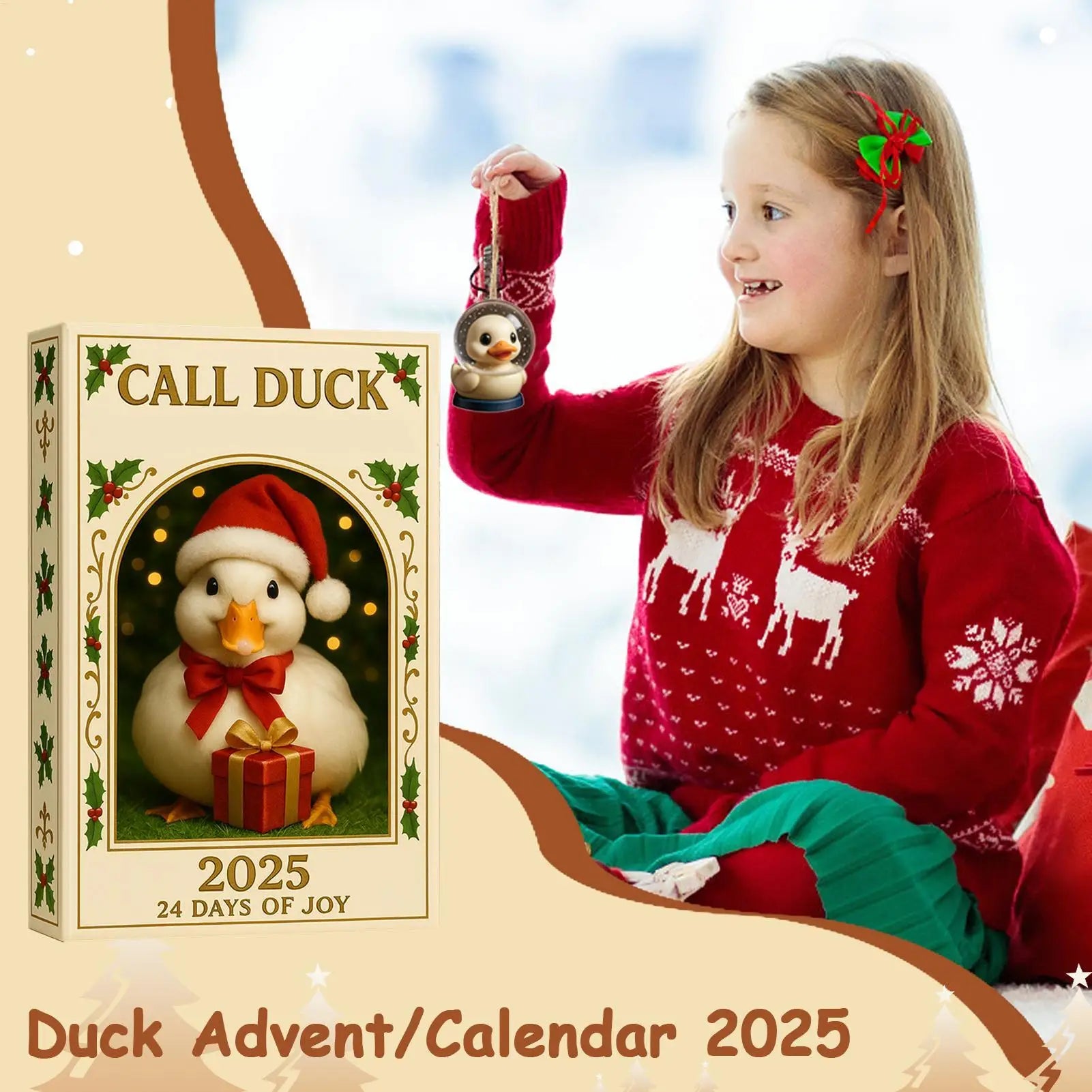 Duck Christmas Countdown 2D Acrylic Ornaments 24 Days Advent Calendar