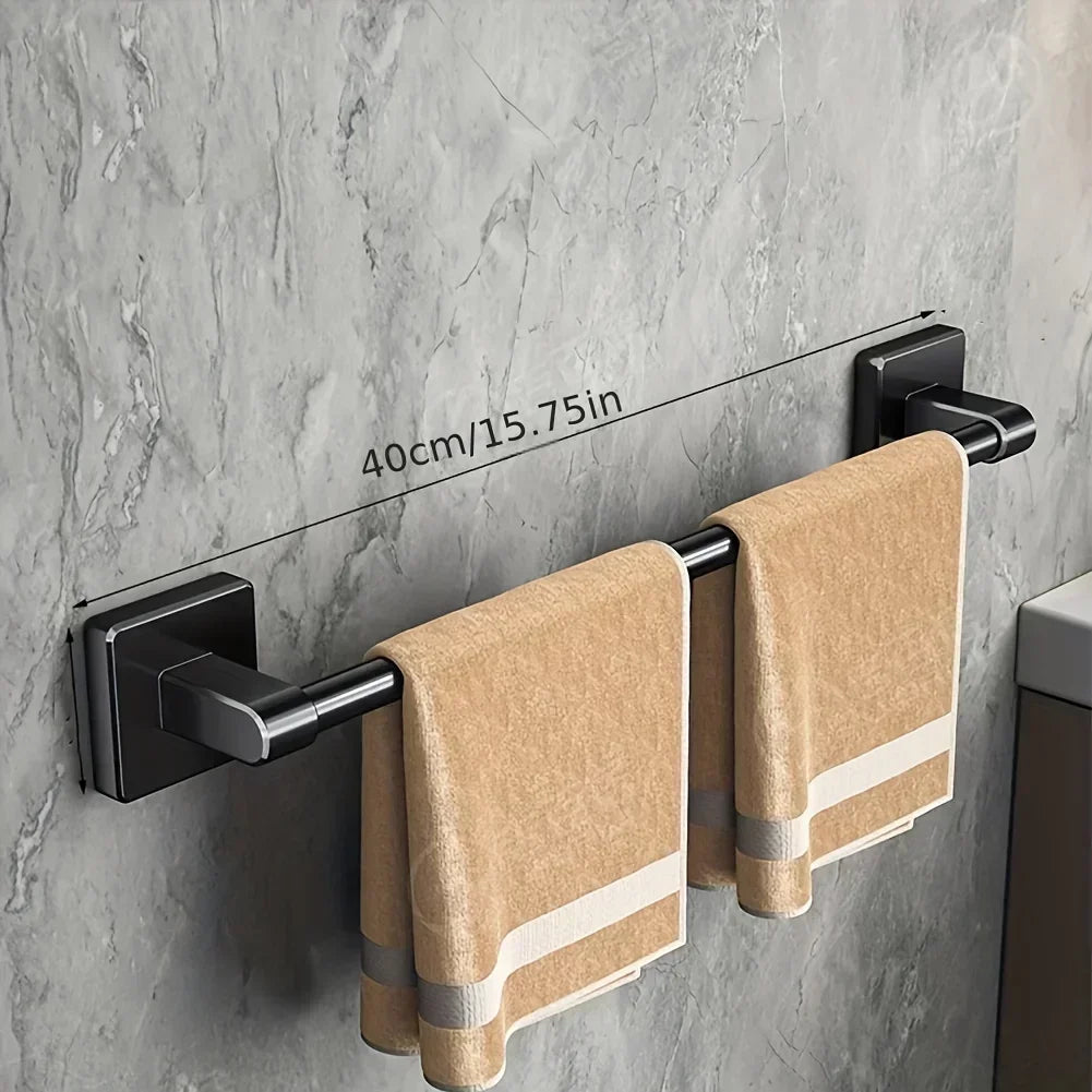 Wall Mounted Towel Rack Bathroom Storage Rack No Drilling Bathroom Horizontal Bar Towel Rack Kitchen Bathroom Accessories Zpaxo Black 40CM