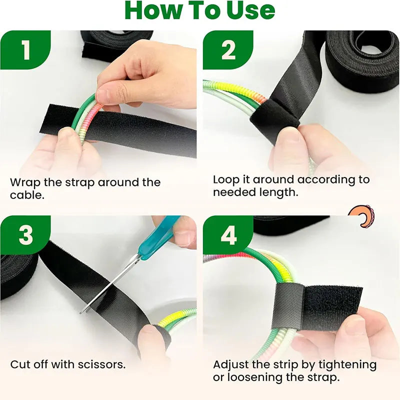 5Meter Reusable Fastening Tape Cable Ties Wrap Double Sided Zpaxo