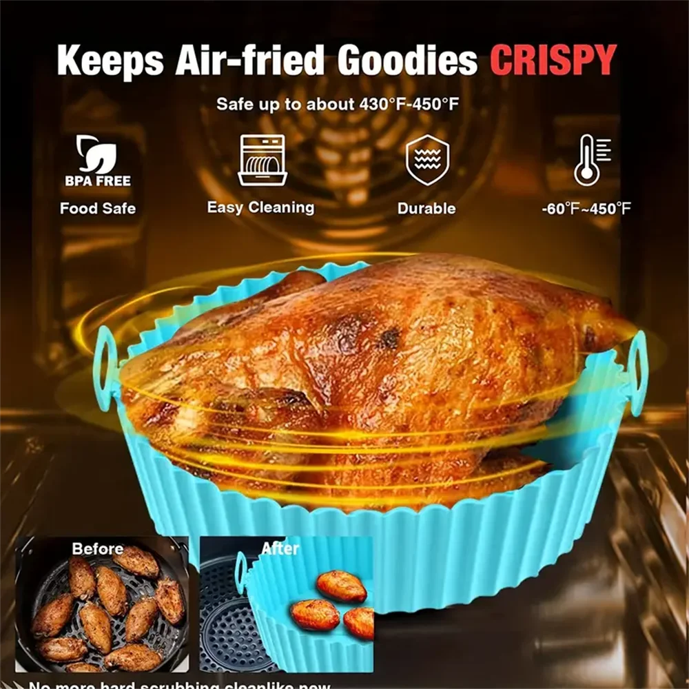 Silicone Air Fryer Liner Reusable Round Liners Tower BPA-Free Zpaxo