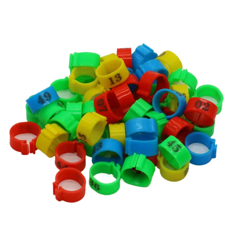 Bird Plastic Clip Rings Pigeon Colored Foot Ring No 1-50 4 Colors Zpaxo MULTI 14mm