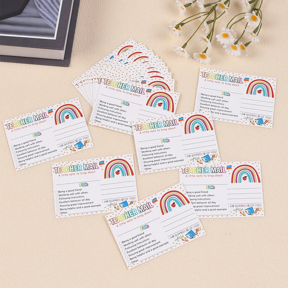 50/100/200Pcs Rainbow Teacher Mail Incentive Cards for Elementary Students Classroom Supplies Zpaxo