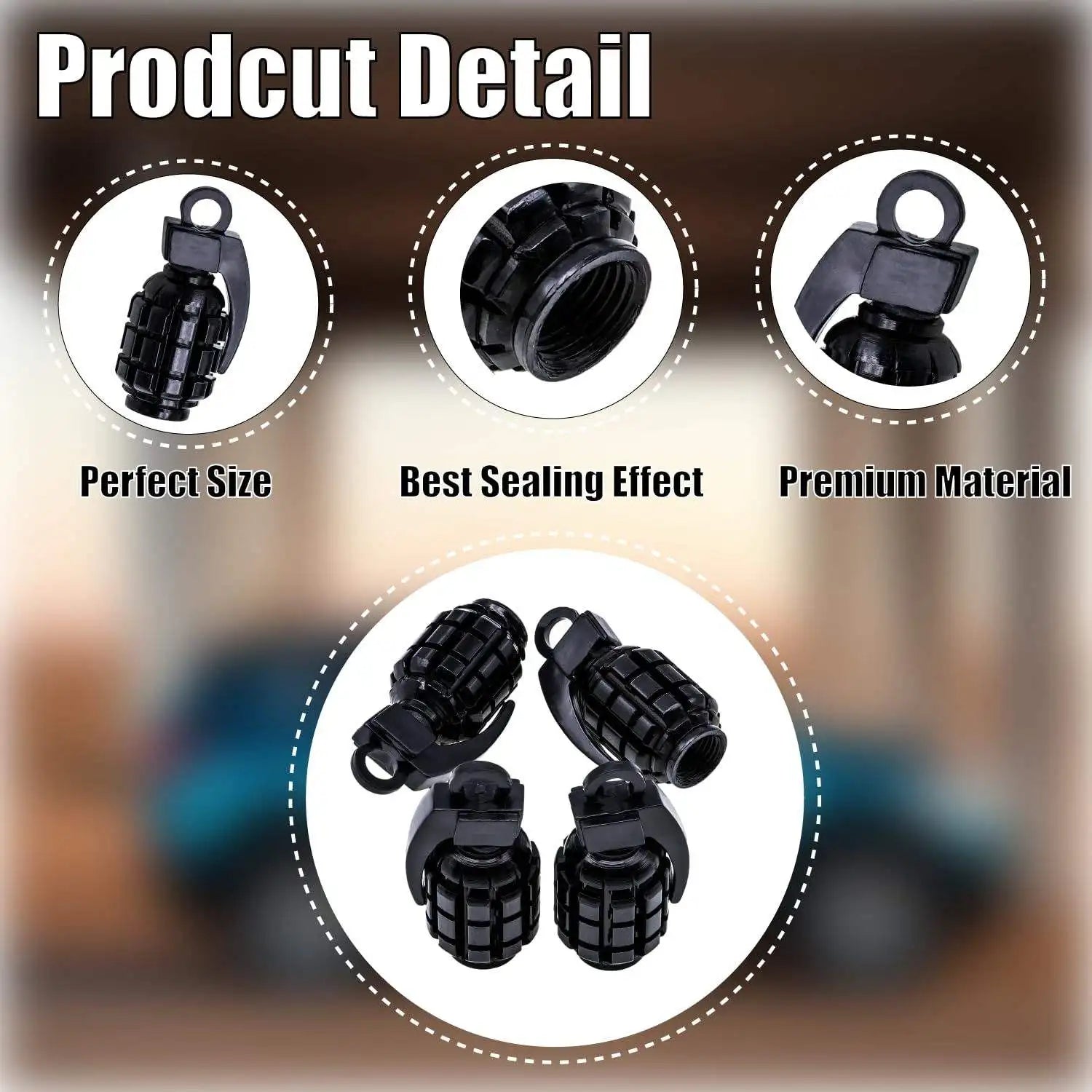 Grenade Aluminum Tire Valve Caps – Car, Bike & Motorcycle
