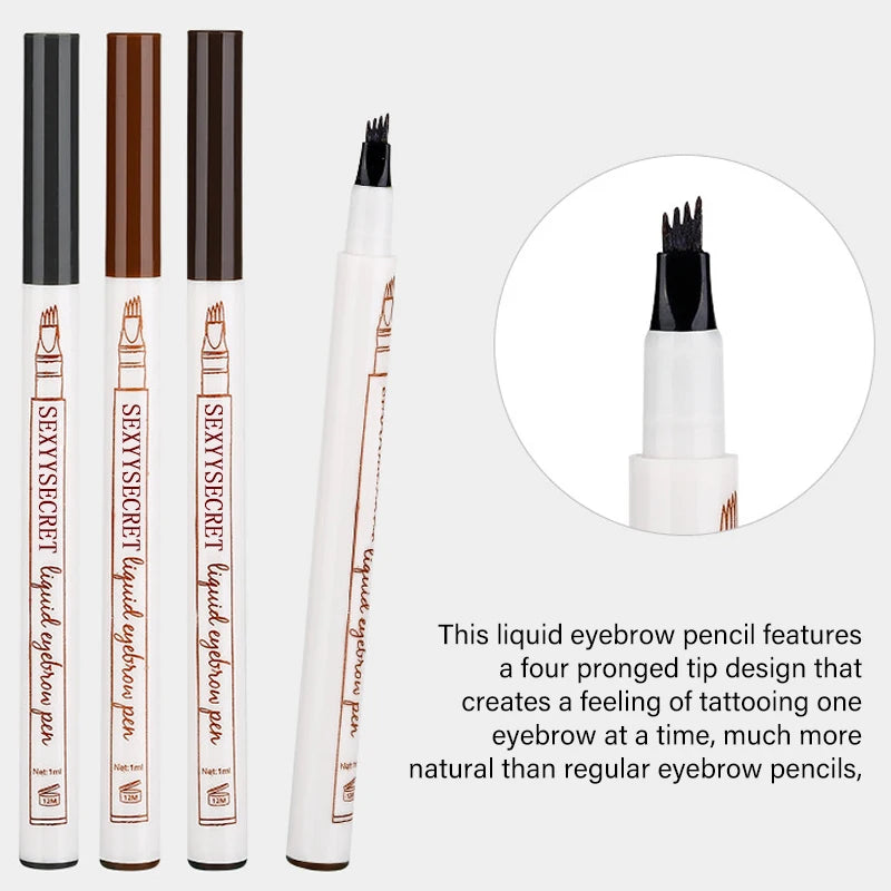 Waterproof Liquid Eyebrow Pen Long Lasting Stain-proof Ultra-fine 4 Split Tip Eyebrows Pen Fine Sketch Eyebrow Makeup Pencil Zpaxo